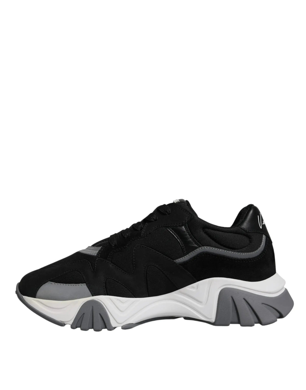 Versace Versace Black Leather Neoprene Chunky Low Top Sneakers Squalo Shoes