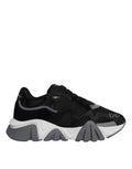 Versace Black Leather Neoprene Chunky Low Top Sneakers Squalo Shoes by Versace