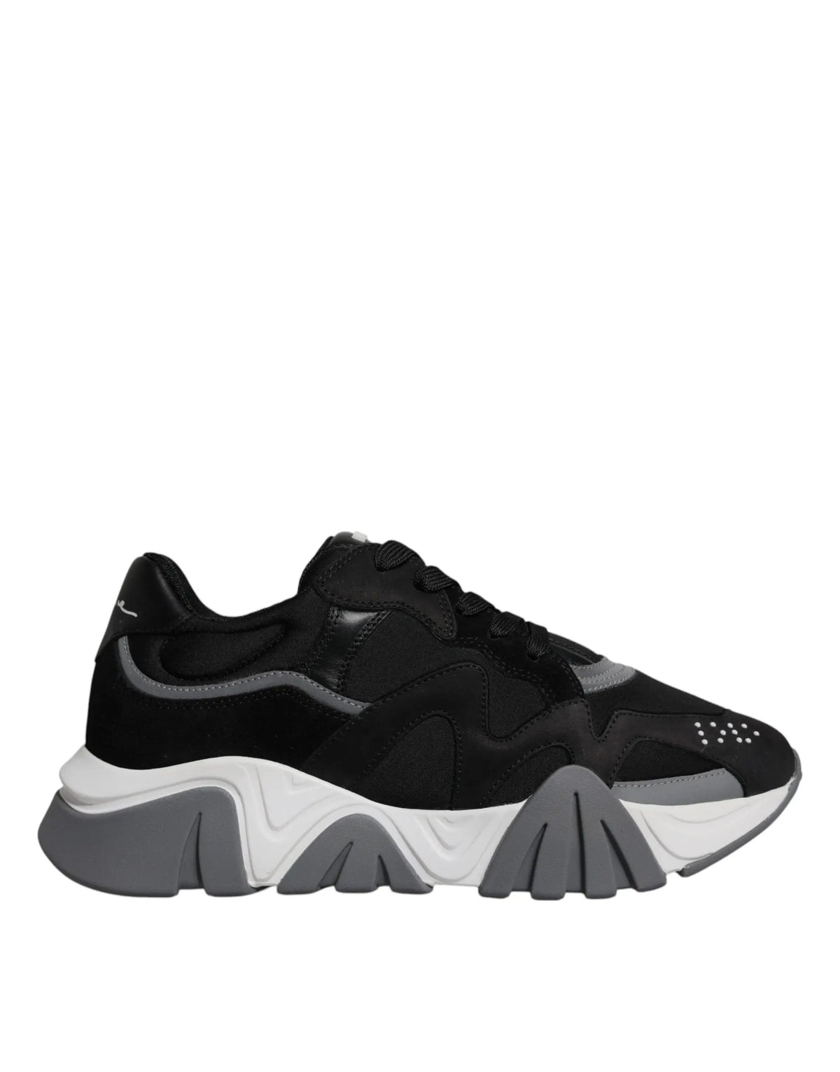 Versace Versace Black Leather Neoprene Chunky Low Top Sneakers Squalo Shoes