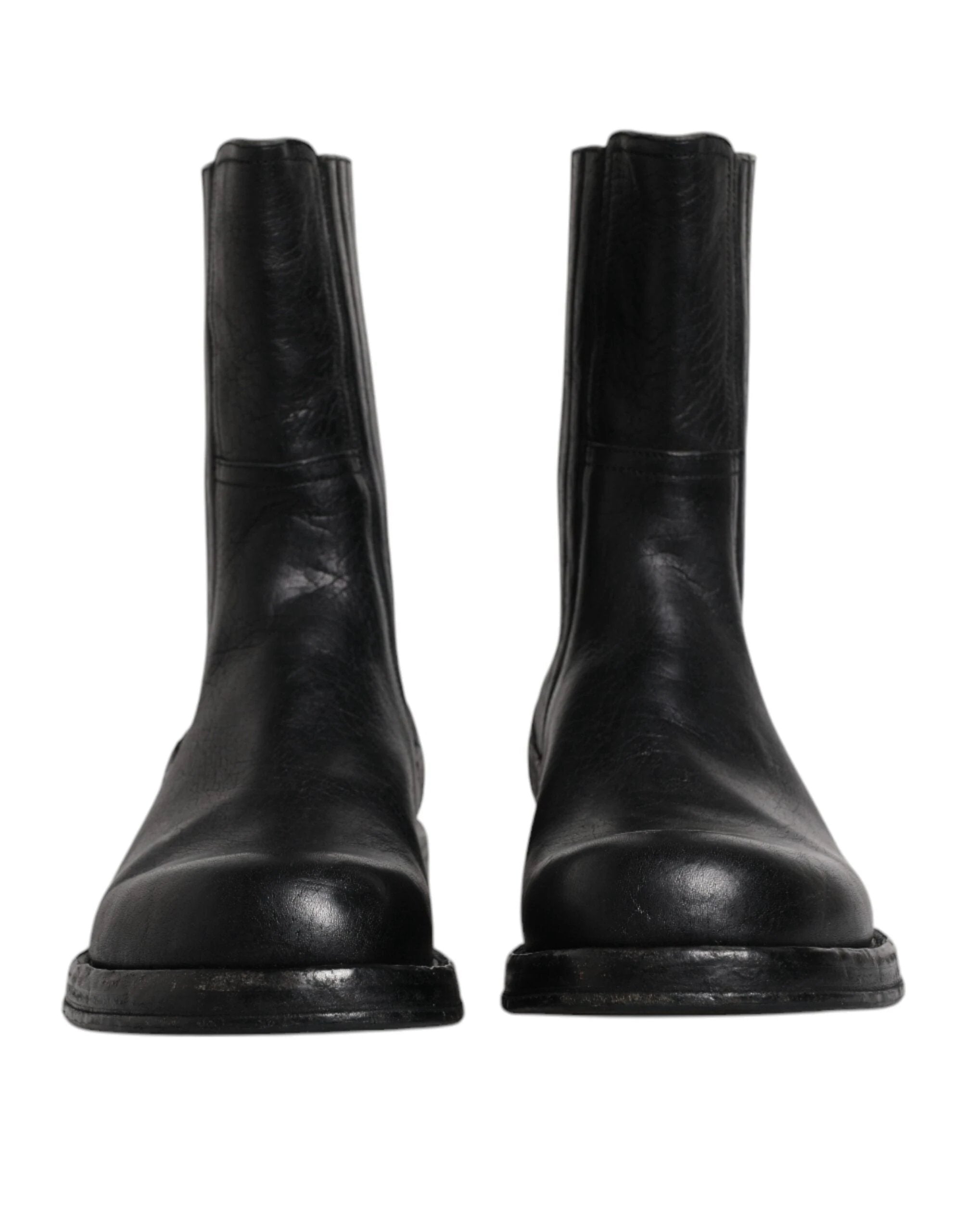 Dolce & Gabbana Black Horse Leather Mid Calf Boots Shoes by Dolce & Gabbana