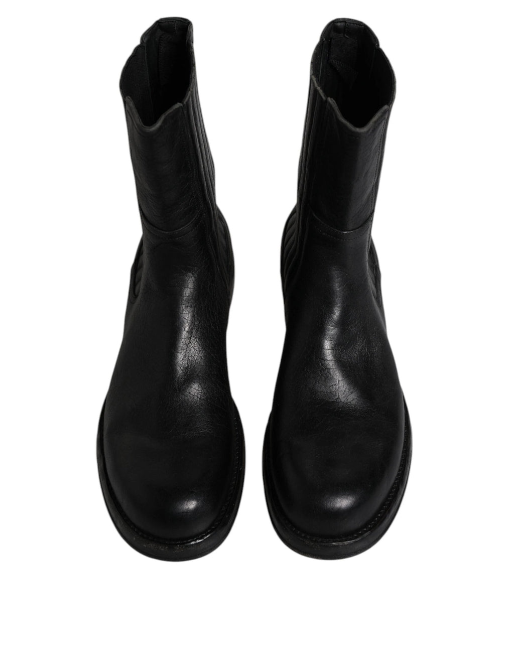 Dolce & Gabbana Black Horse Leather Mid Calf Boots Shoes by Dolce & Gabbana
