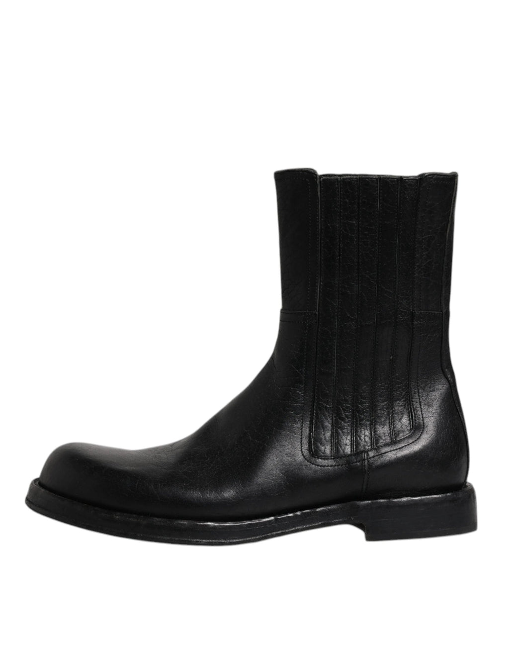 Dolce & Gabbana Black Horse Leather Mid Calf Boots Shoes by Dolce & Gabbana