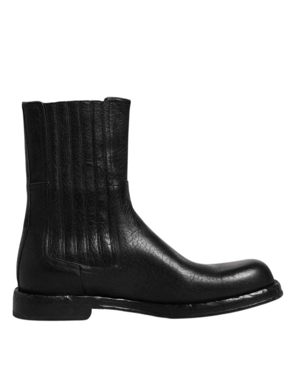 Dolce & Gabbana Black Horse Leather Mid Calf Boots Shoes by Dolce & Gabbana