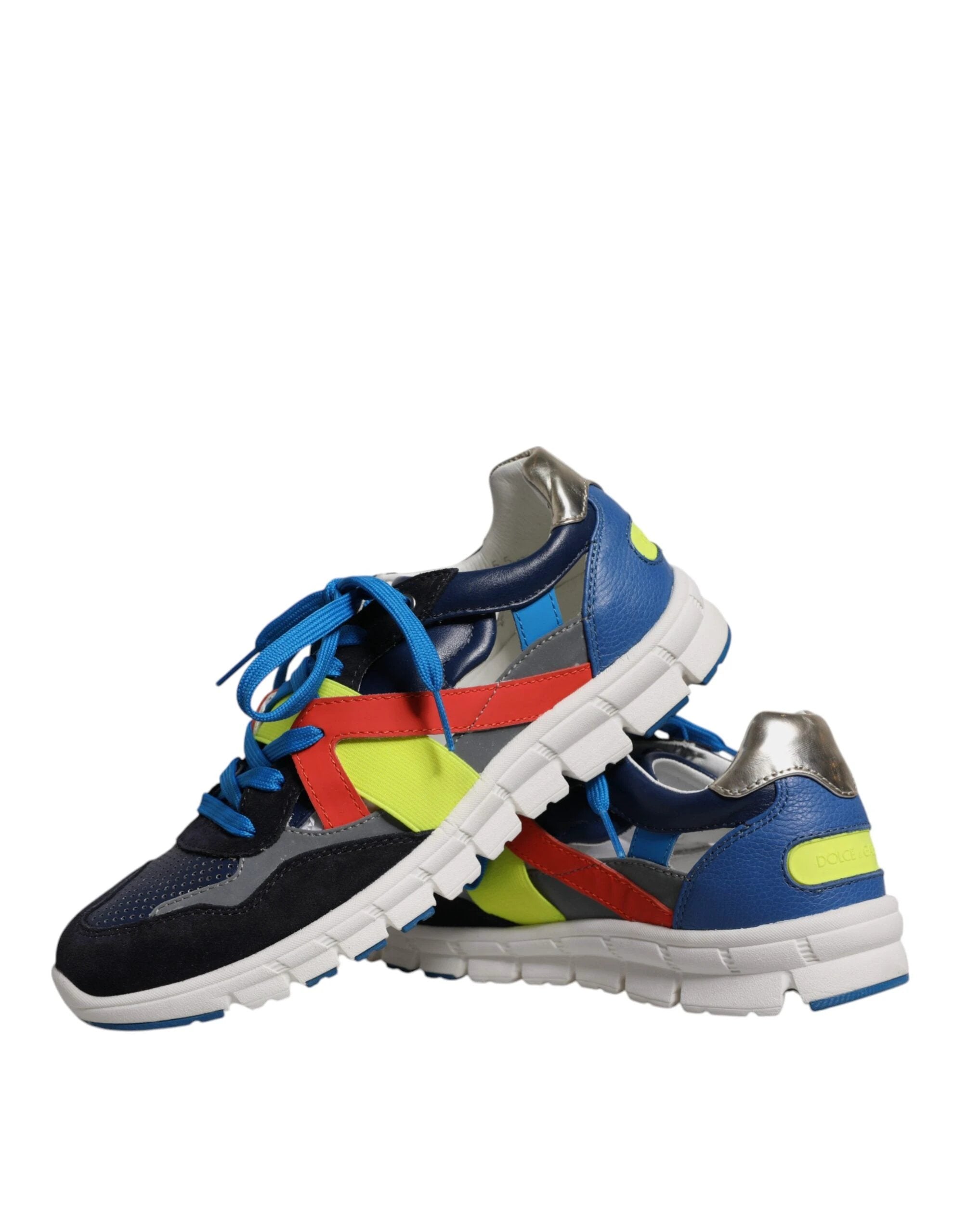 Dolce & Gabbana Multicolor Leather Suede Low Top Sneakers Shoes by Dolce & Gabbana