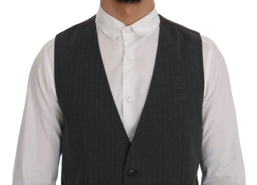Dolce & Gabbana Gray STAFF Cotton Striped Vest by Dolce & Gabbana