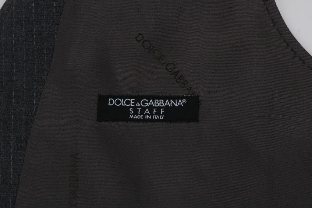 Dolce & Gabbana Gray STAFF Cotton Striped Vest by Dolce & Gabbana