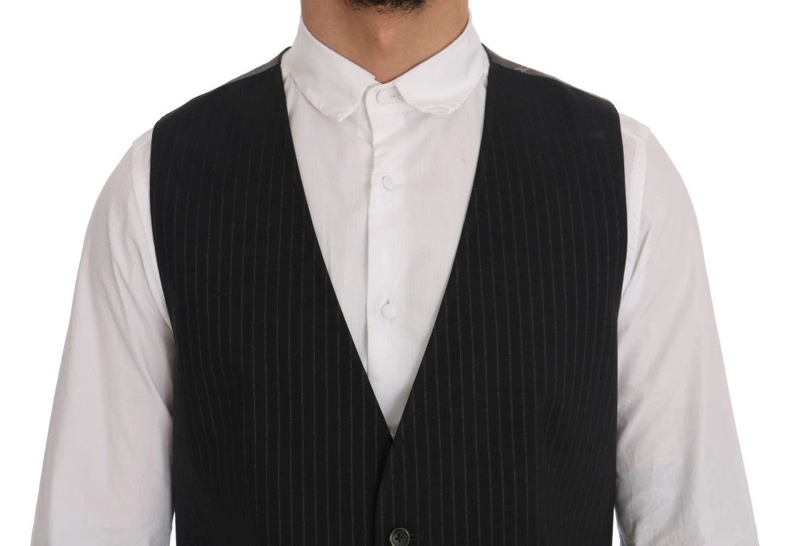 Dolce & Gabbana Gray STAFF Cotton Striped Vest by Dolce & Gabbana