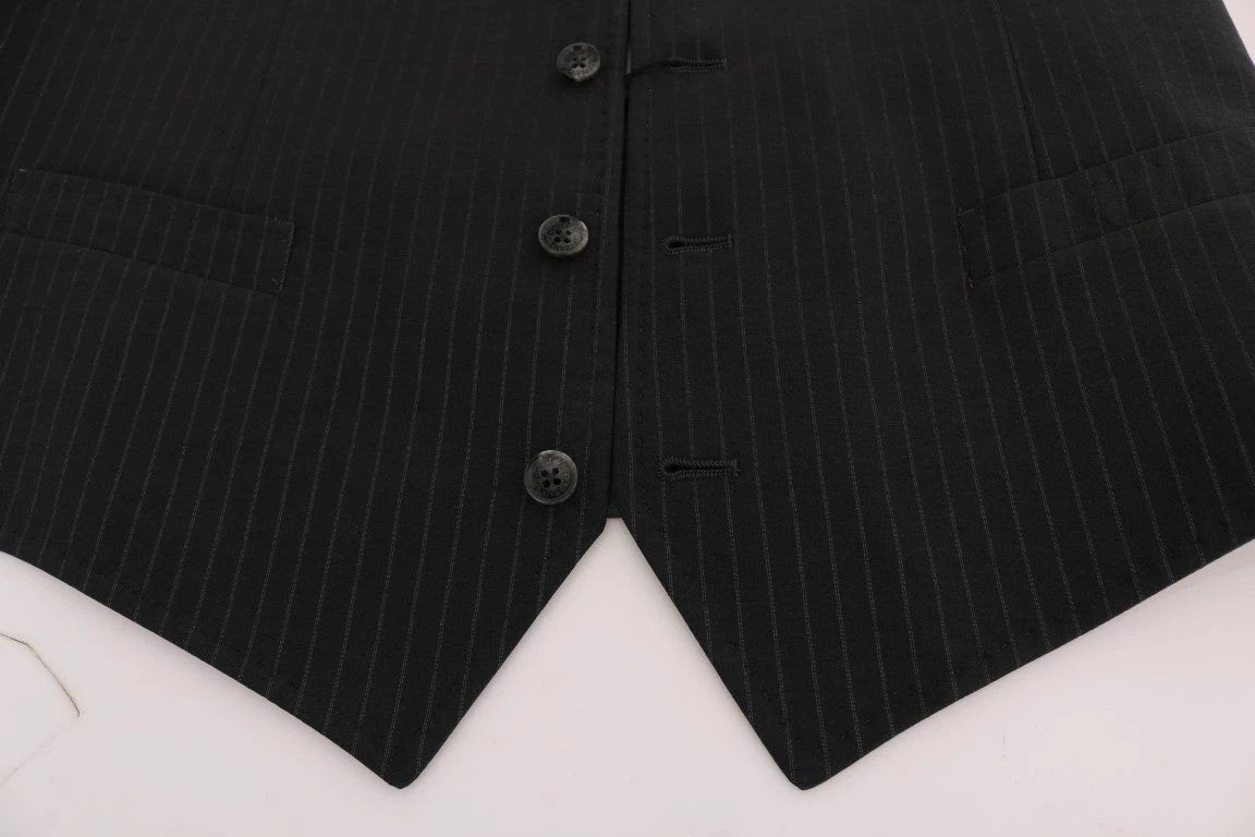 Dolce & Gabbana Gray STAFF Cotton Striped Vest by Dolce & Gabbana