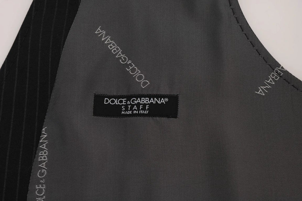 Dolce & Gabbana Gray STAFF Cotton Striped Vest by Dolce & Gabbana