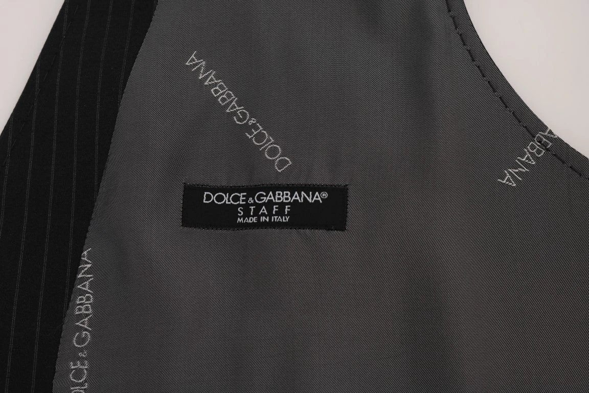 Dolce & Gabbana Gray STAFF Cotton Striped Vest by Dolce & Gabbana