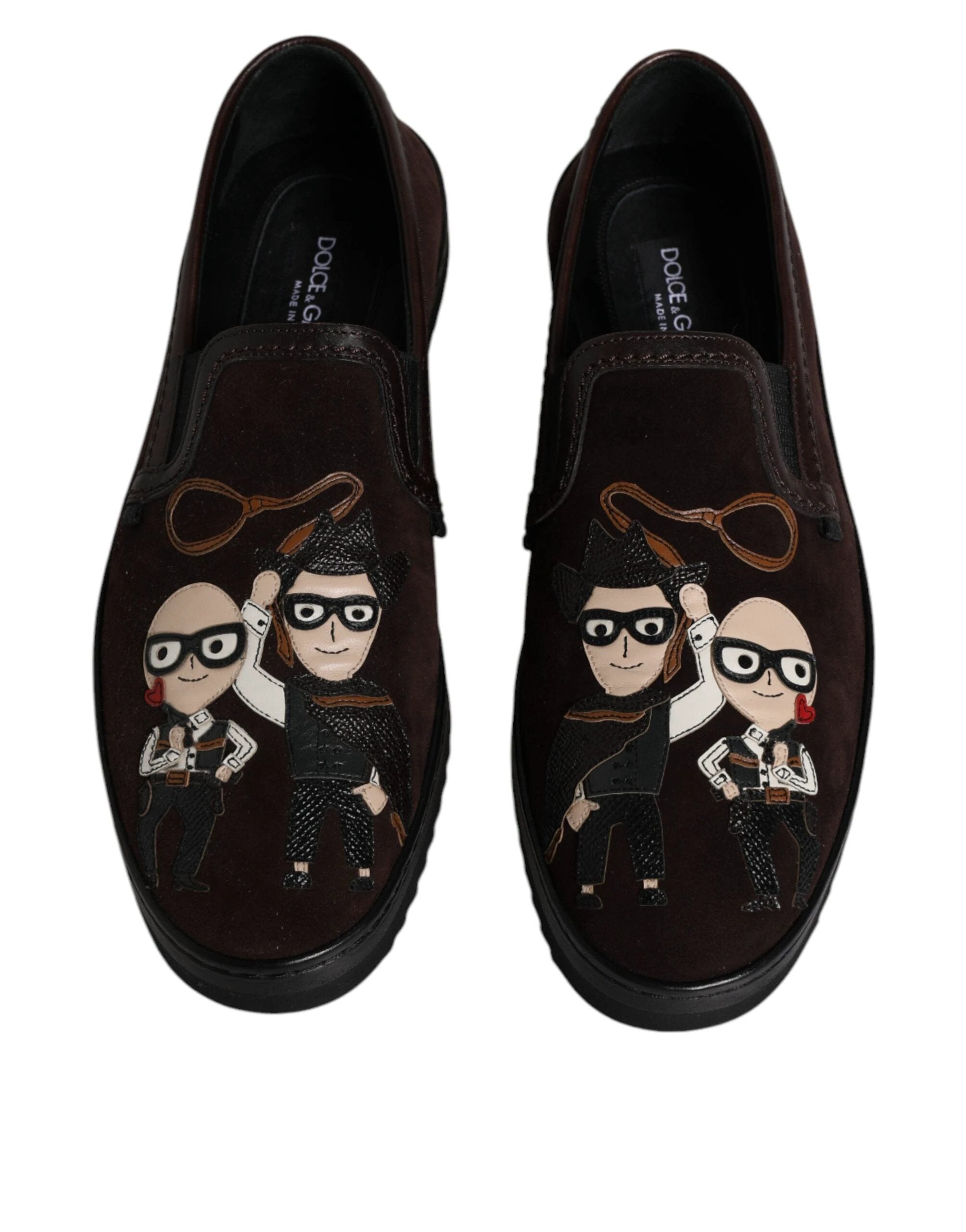 Dolce & Gabbana Brown Suede DG Family Slip On Flats Shoes by Dolce & Gabbana