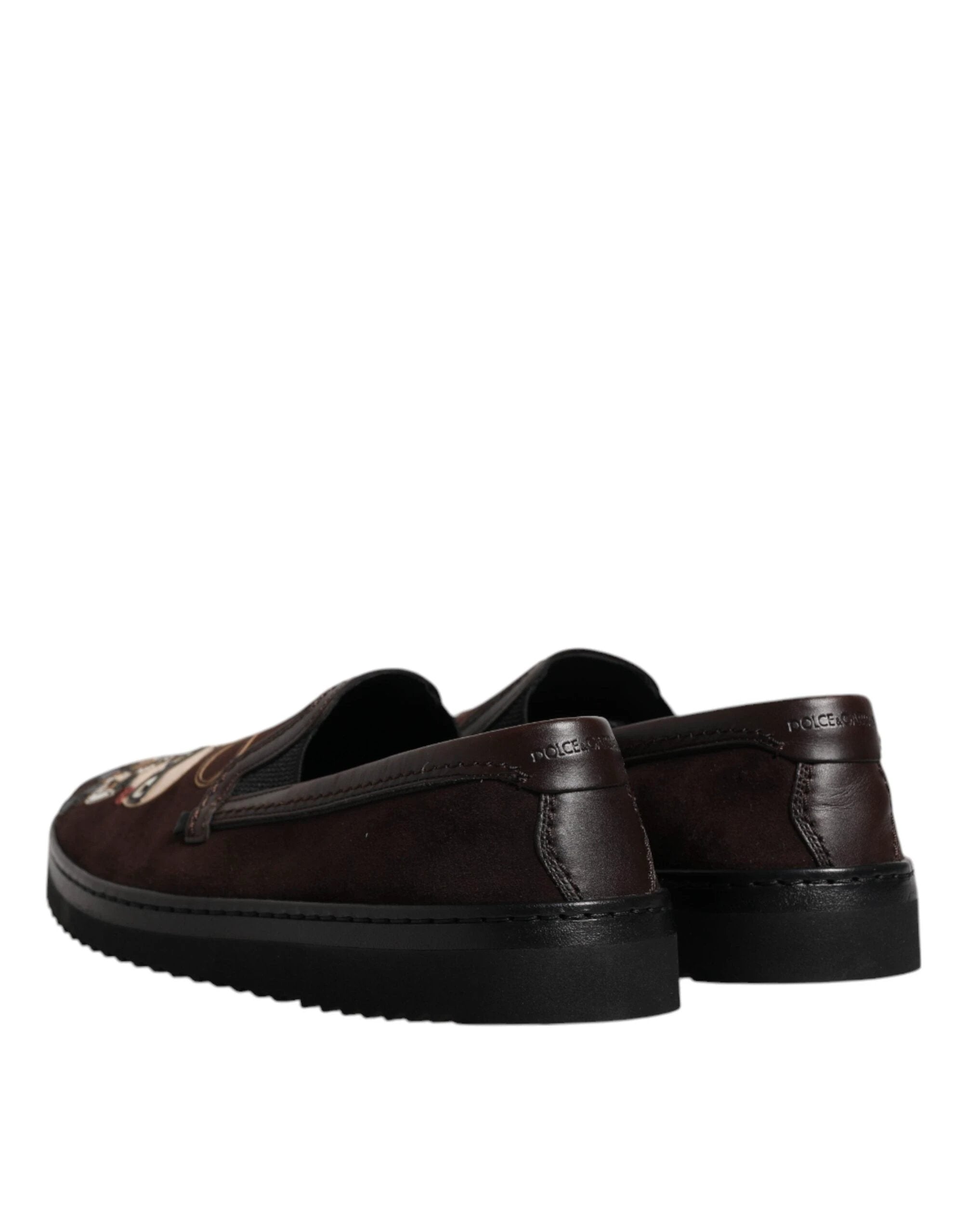 Dolce & Gabbana Brown Suede DG Family Slip On Flats Shoes by Dolce & Gabbana