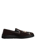 Dolce & Gabbana Brown Suede DG Family Slip On Flats Shoes by Dolce & Gabbana