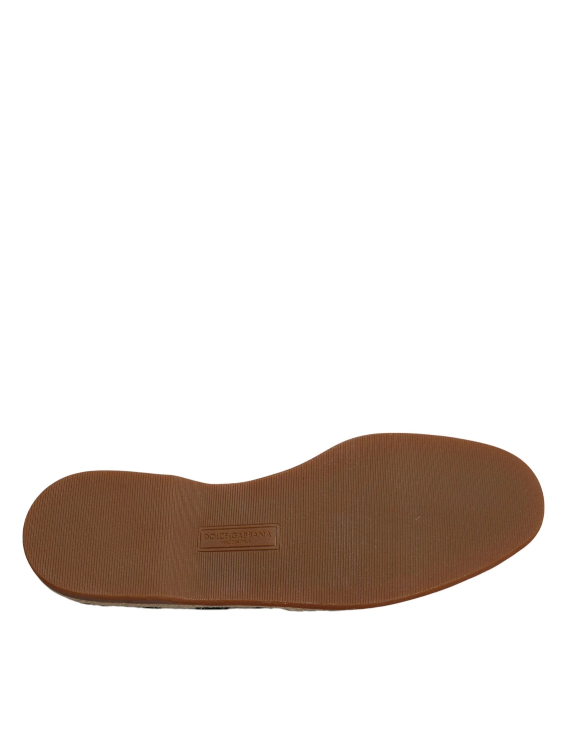 Dolce & Gabbana Black White Stripes Slip On Espadrille Shoes by Dolce & Gabbana