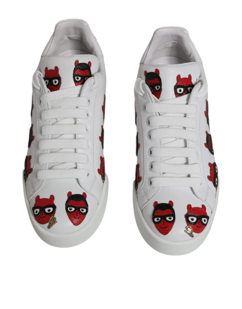 Dolce & Gabbana White Devil Face Portofino Sneakers Shoes by Dolce & Gabbana