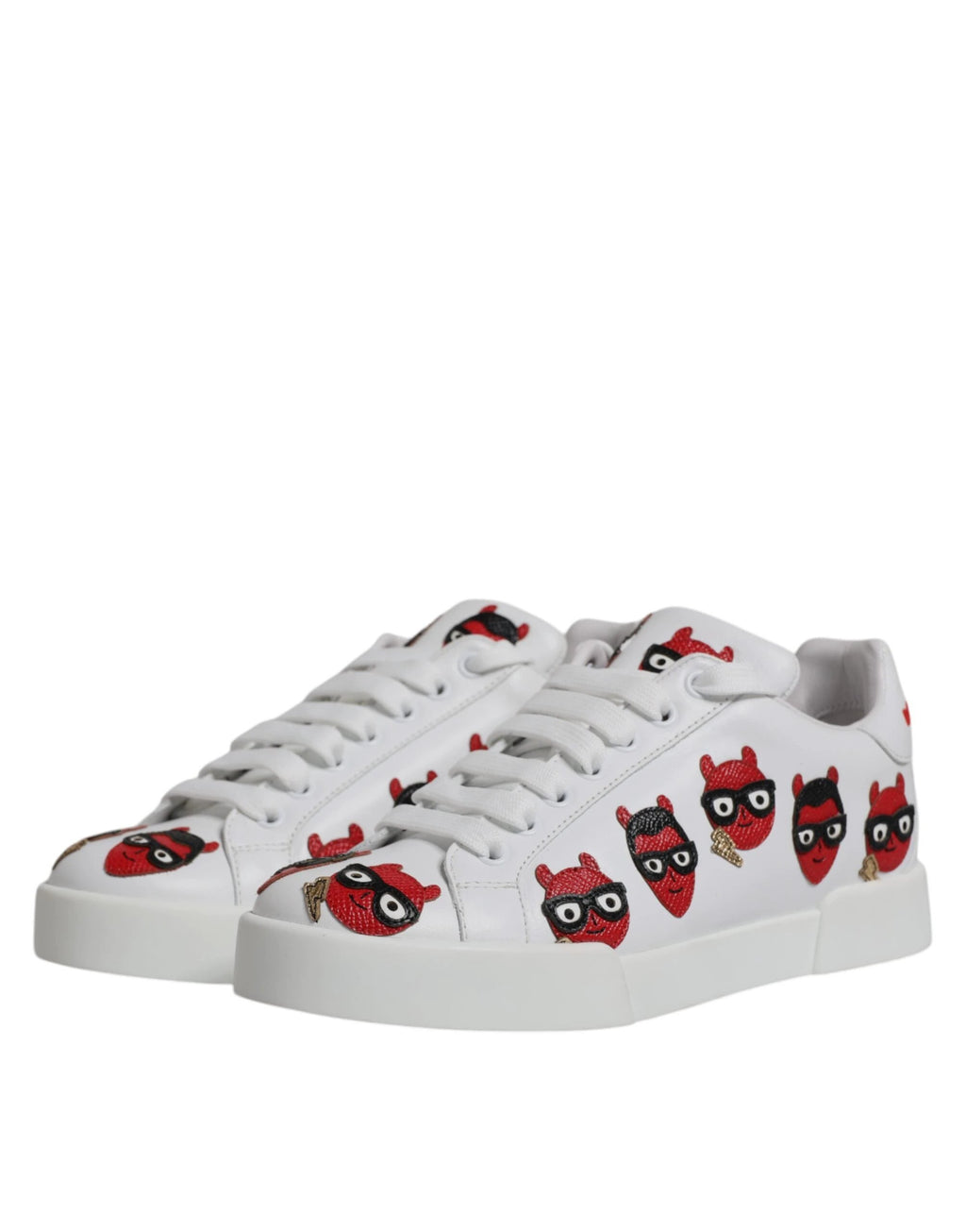 Dolce & Gabbana White Devil Face Portofino Sneakers Shoes by Dolce & Gabbana