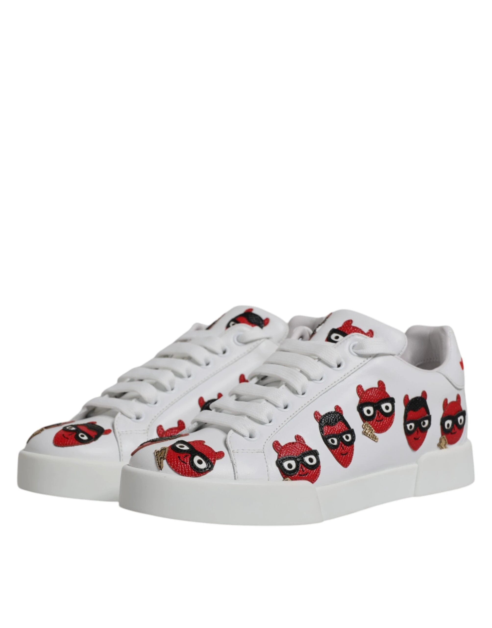 Dolce & Gabbana White Devil Face Portofino Sneakers Shoes by Dolce & Gabbana