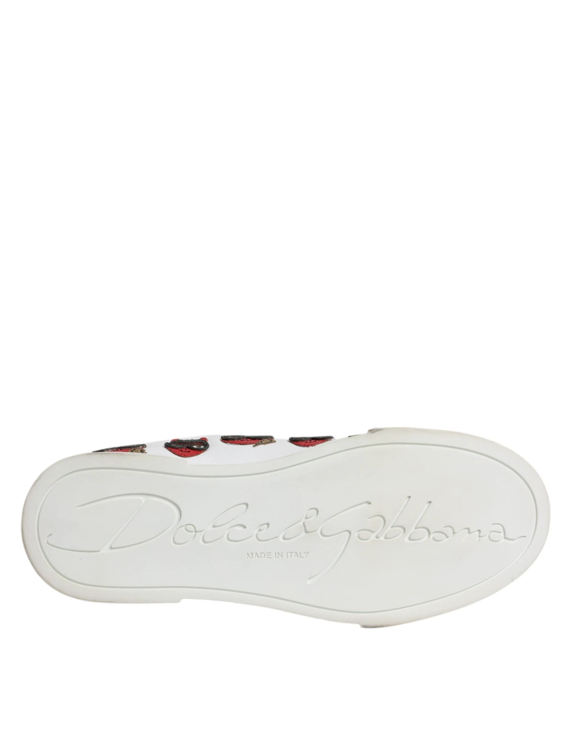Dolce & Gabbana White Devil Face Portofino Sneakers Shoes by Dolce & Gabbana