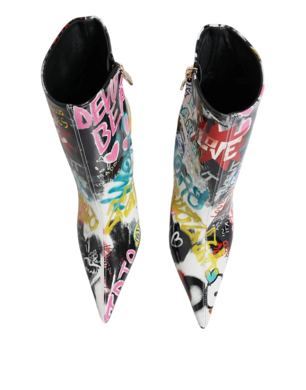 Dolce & Gabbana Multicolor Graffiti Keira Mid Calf Boots Shoes by Dolce & Gabbana