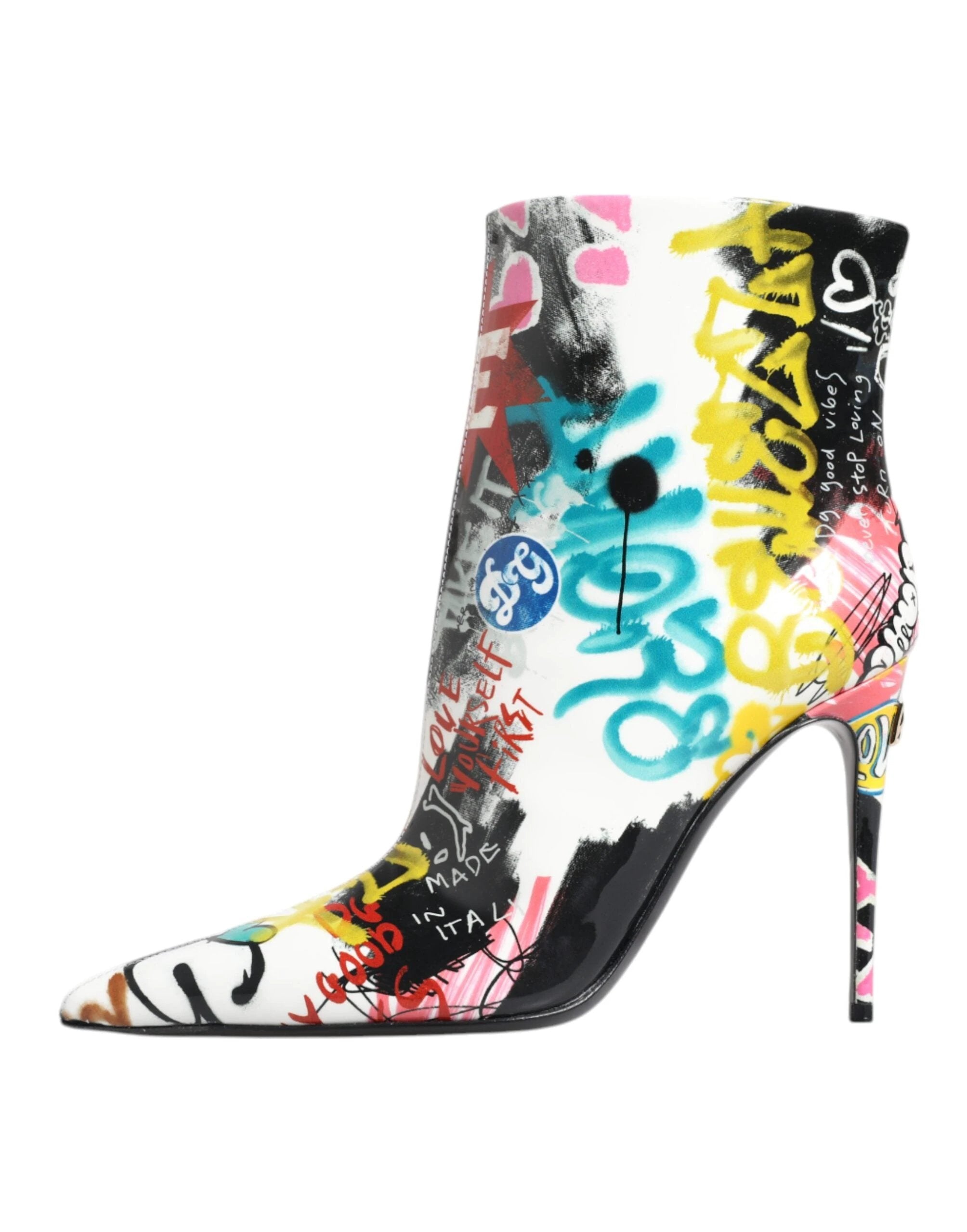 Dolce & Gabbana Multicolor Graffiti Keira Mid Calf Boots Shoes by Dolce & Gabbana