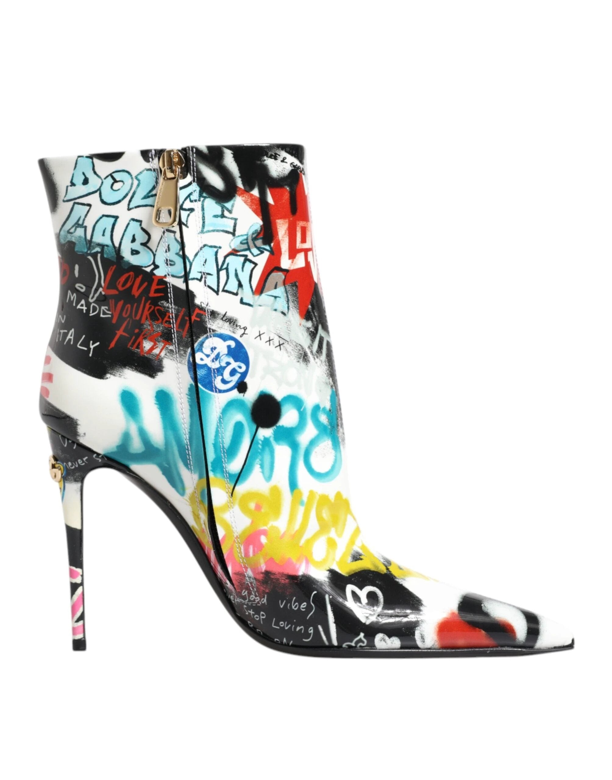 Dolce & Gabbana Multicolor Graffiti Keira Mid Calf Boots Shoes by Dolce & Gabbana