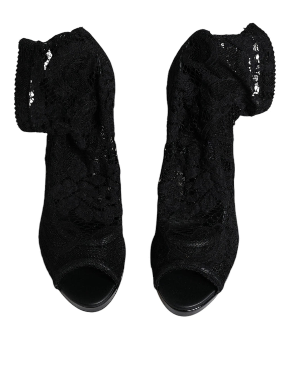 Dolce & Gabbana Black Stretch Taormina Lace Boots Shoes by Dolce & Gabbana