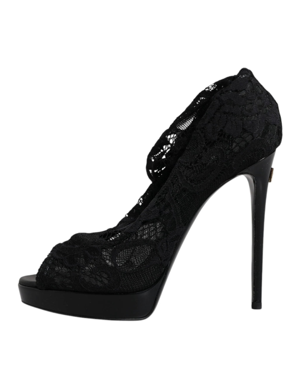 Dolce & Gabbana Black Stretch Taormina Lace Boots Shoes by Dolce & Gabbana