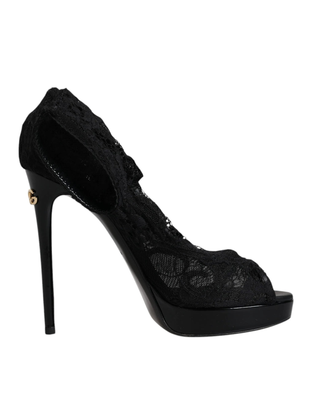Dolce & Gabbana Black Stretch Taormina Lace Boots Shoes by Dolce & Gabbana