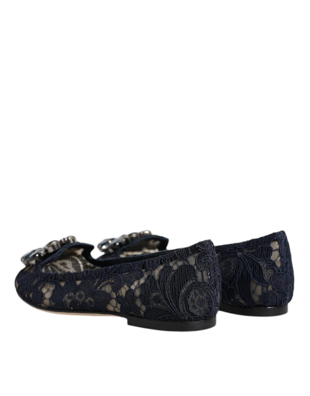 Dolce & Gabbana Blue Taormina Lace Crystals Flats Shoes by Dolce & Gabbana