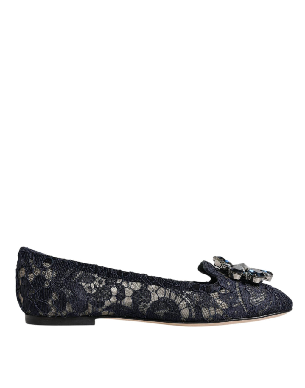 Dolce & Gabbana Blue Taormina Lace Crystals Flats Shoes by Dolce & Gabbana