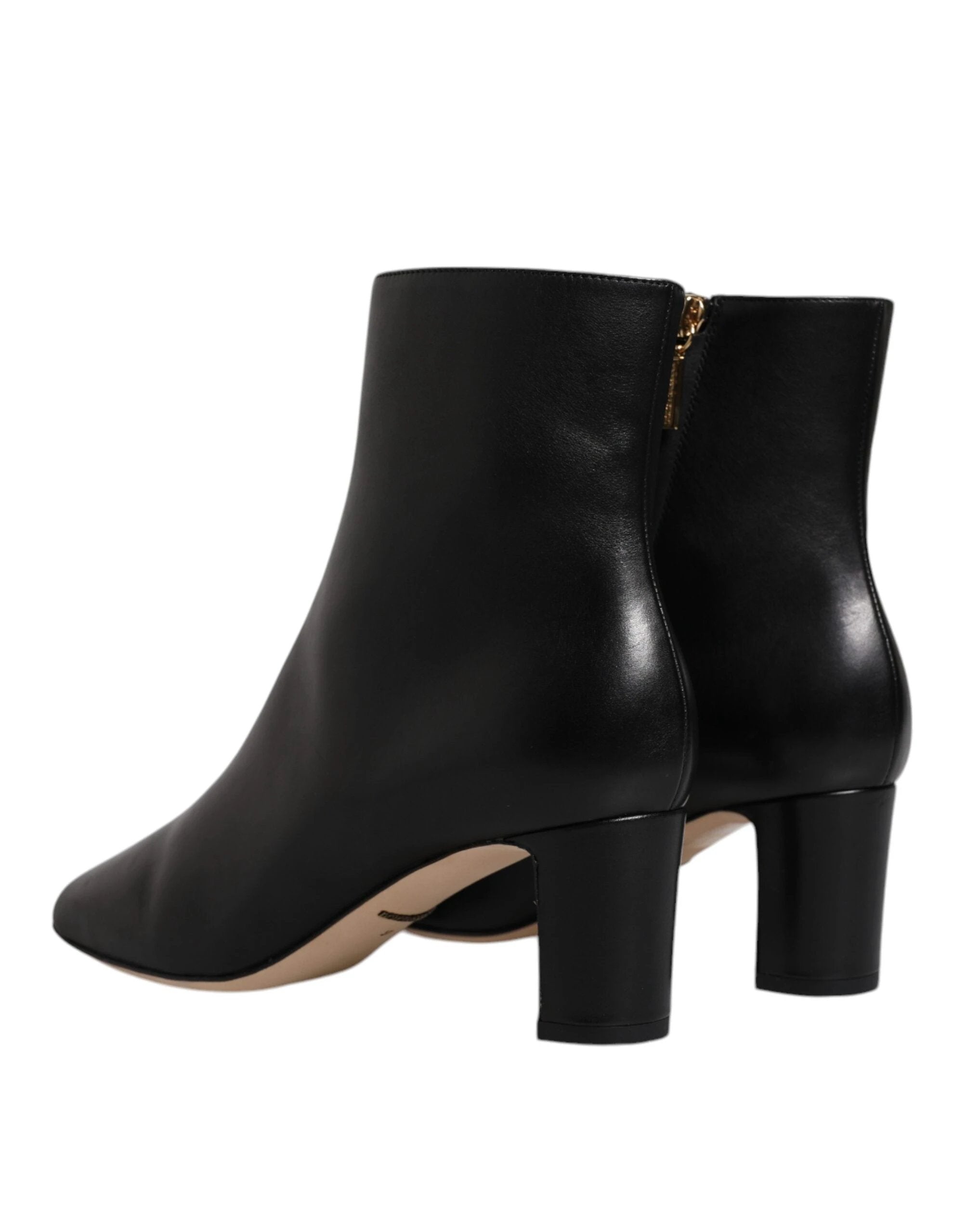 Dolce & Gabbana Black Jackie Leather Mid Calf Boots Shoes by Dolce & Gabbana