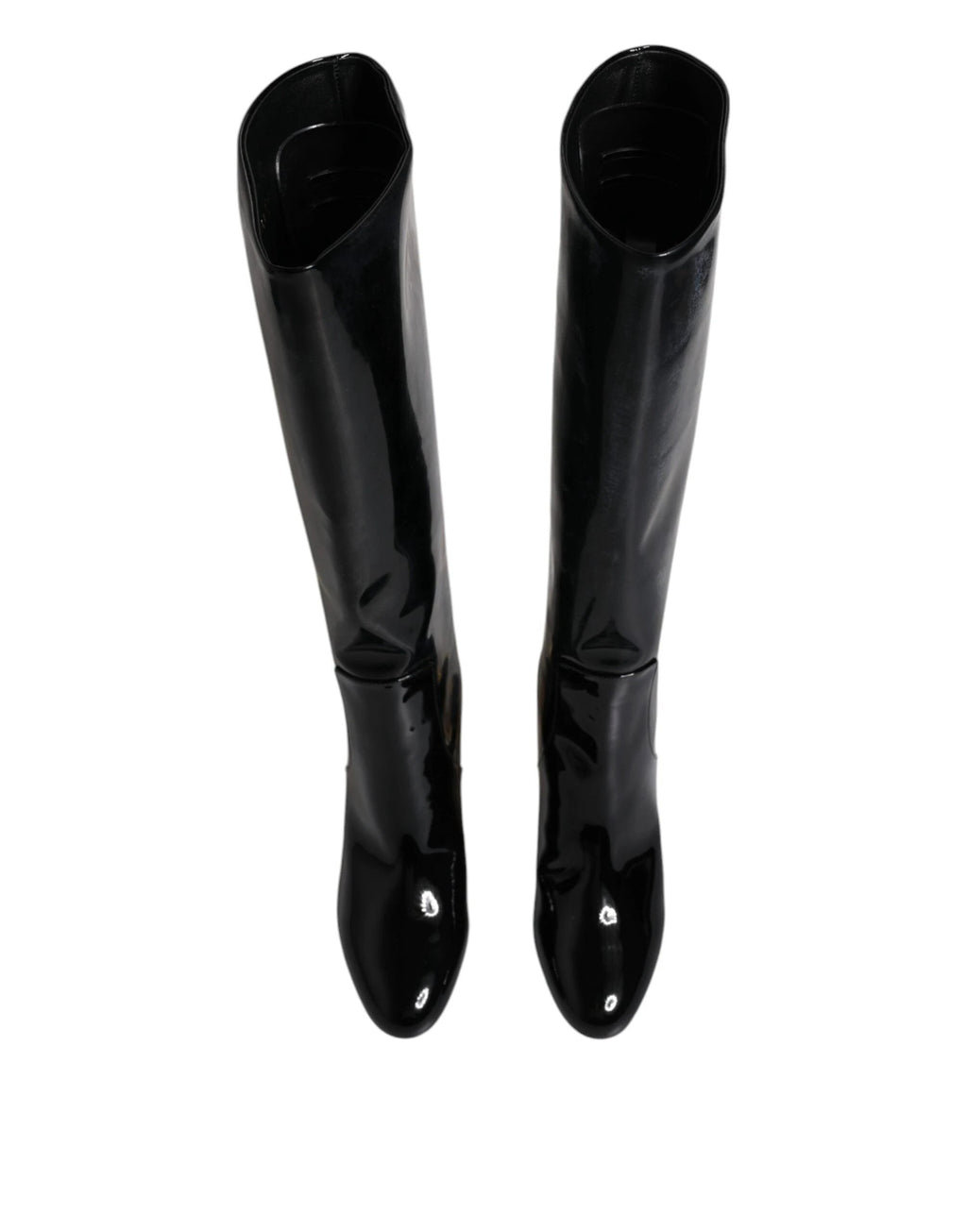 Dolce & Gabbana Black Patent Leather Vally High Boots Shoes by Dolce & Gabbana
