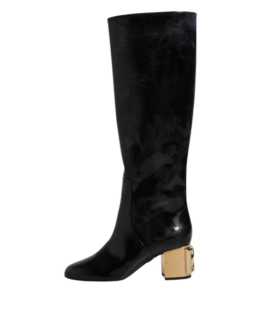 Dolce & Gabbana Black Patent Leather Vally High Boots Shoes by Dolce & Gabbana