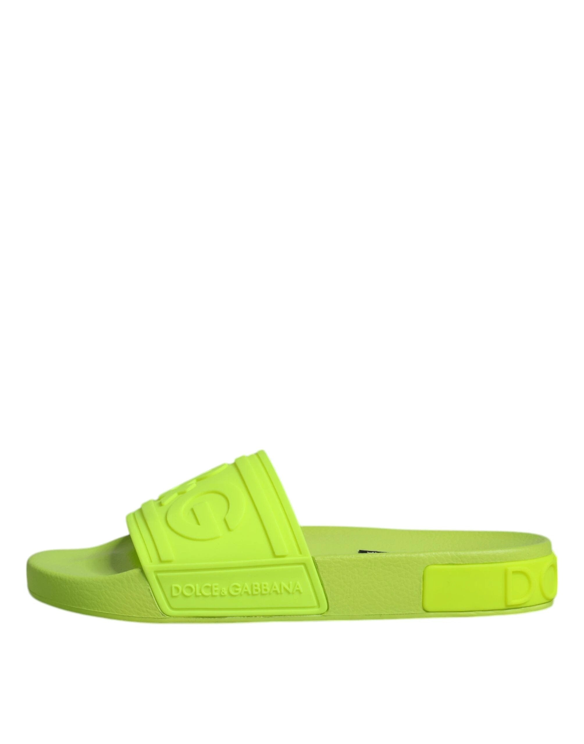 Dolce & Gabbana Green Rubber Slides Sandals Beachwear Shoes by Dolce & Gabbana