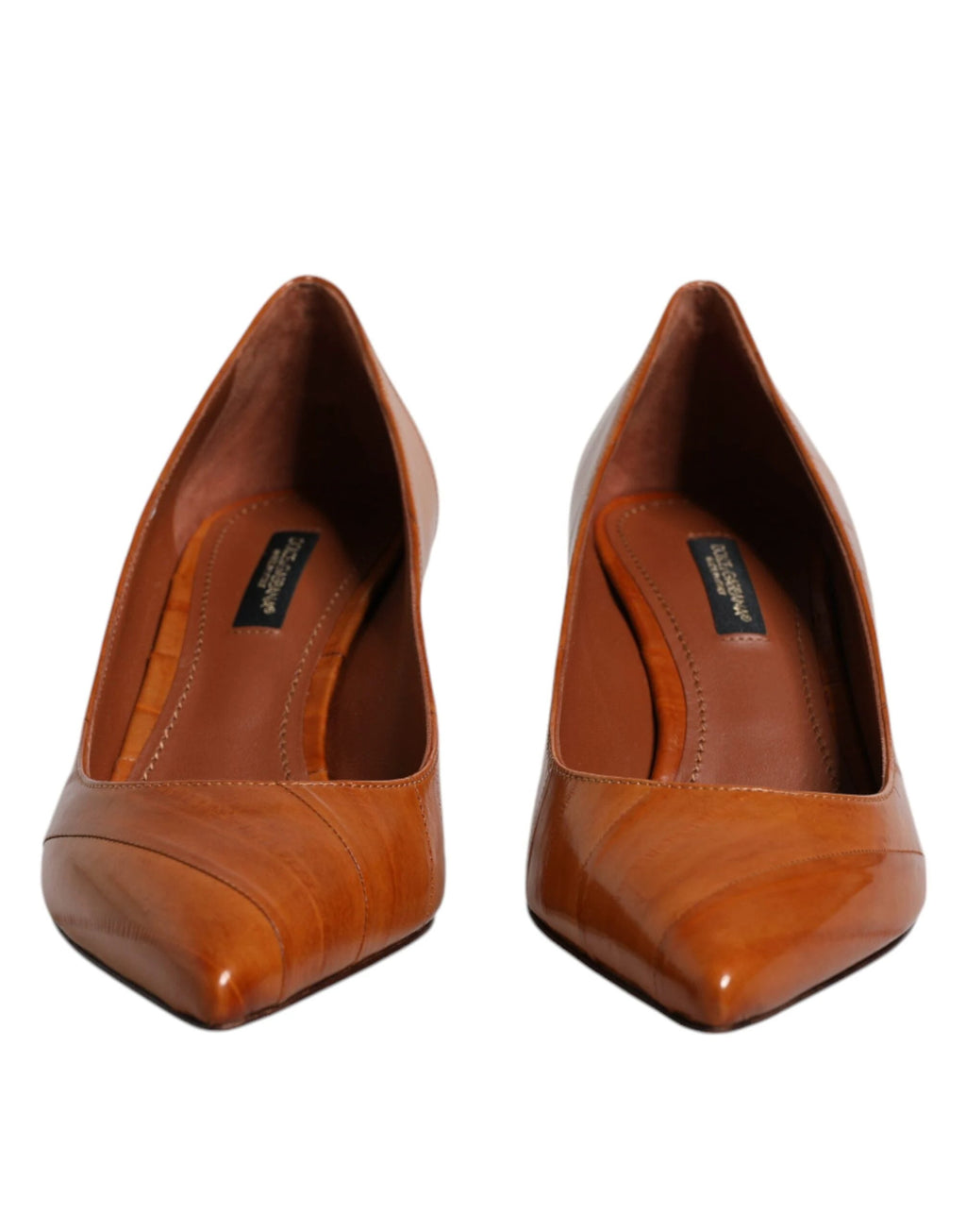 Dolce & Gabbana Brown Leather Kitten Heels Pumps Shoes by Dolce & Gabbana