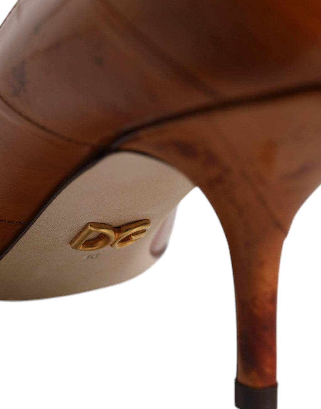 Dolce & Gabbana Brown Leather Kitten Heels Pumps Shoes by Dolce & Gabbana