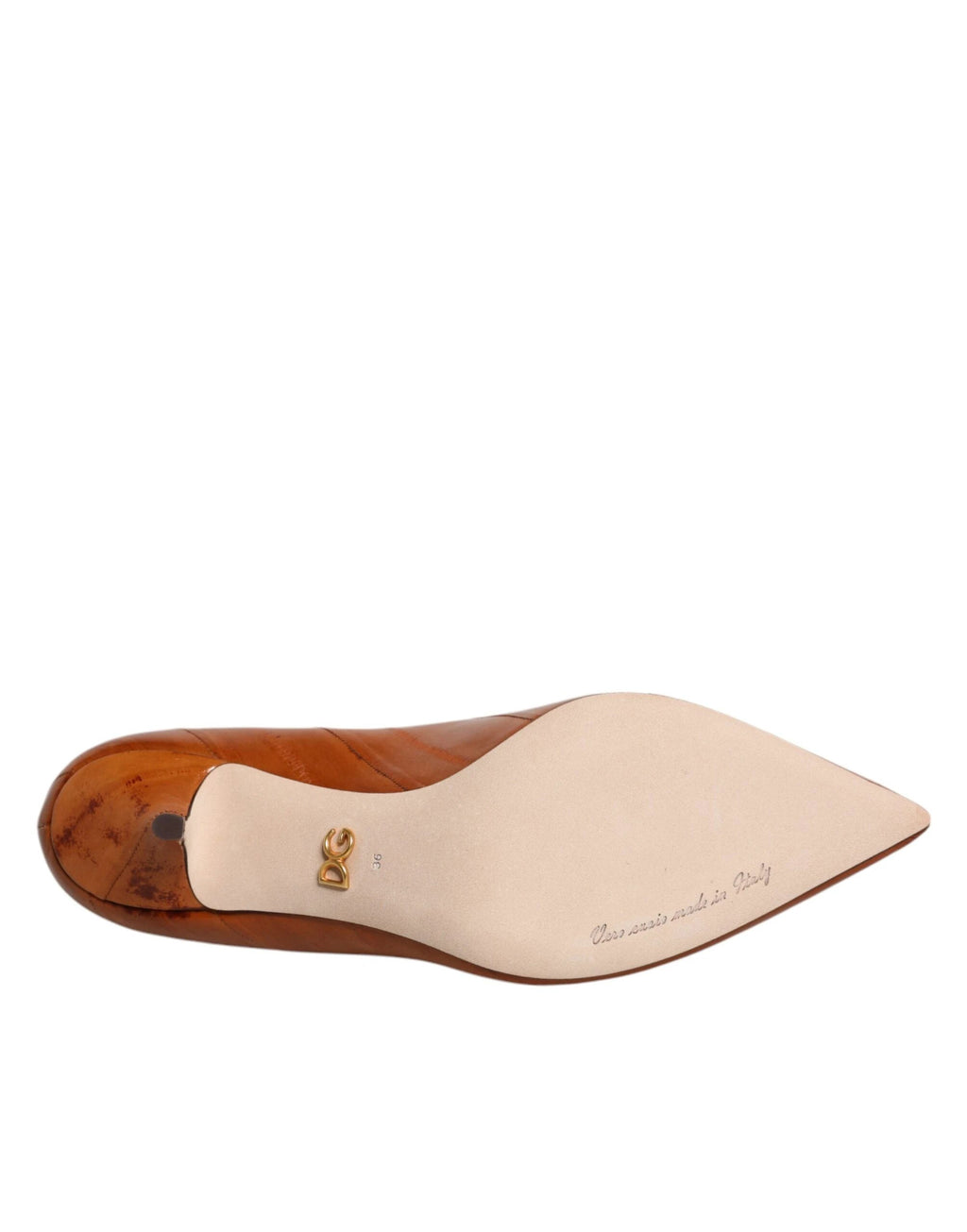 Dolce & Gabbana Brown Leather Kitten Heels Pumps Shoes by Dolce & Gabbana