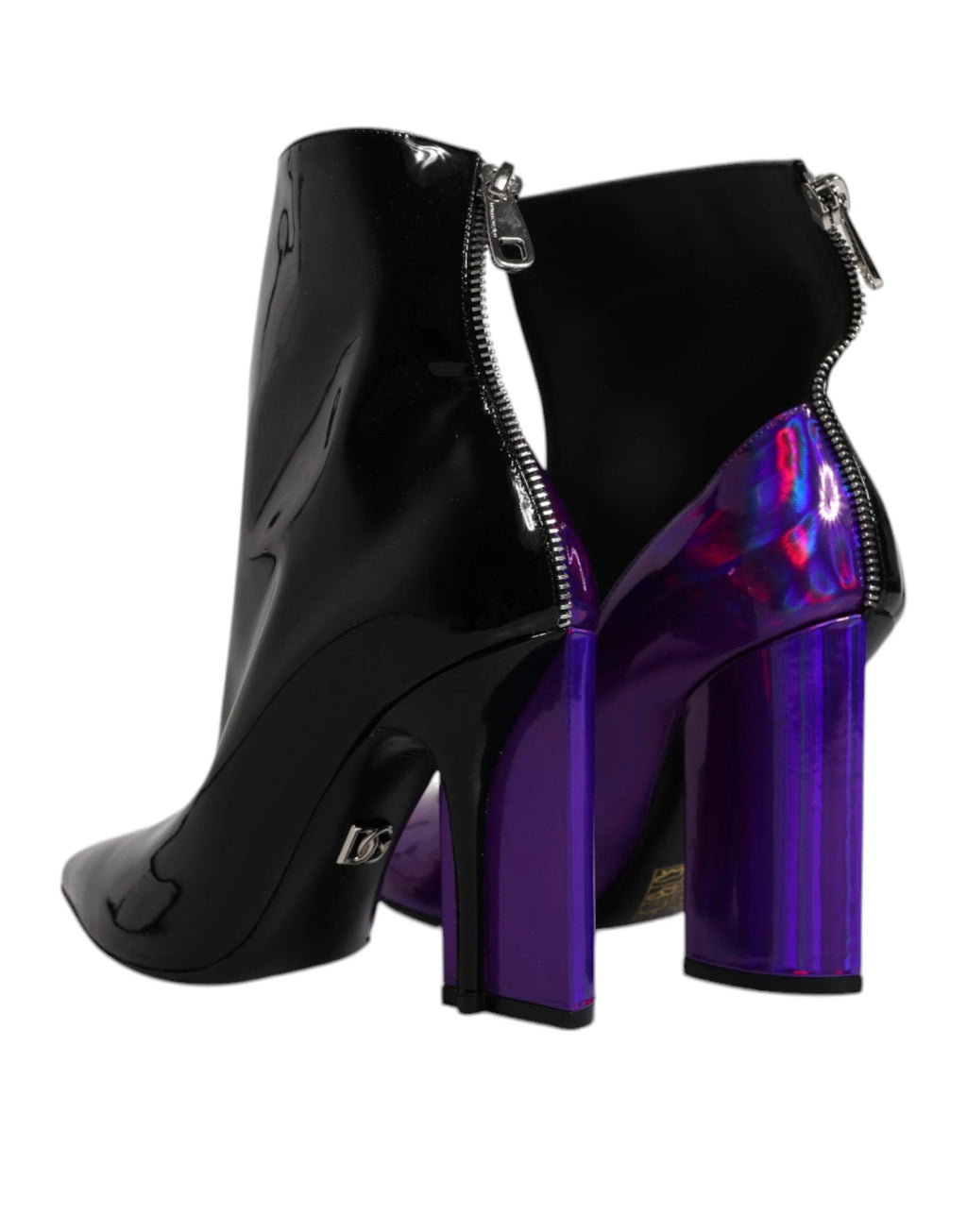 Dolce & Gabbana Purple Black Pointed Ankle Boots Shoes by Dolce & Gabbana