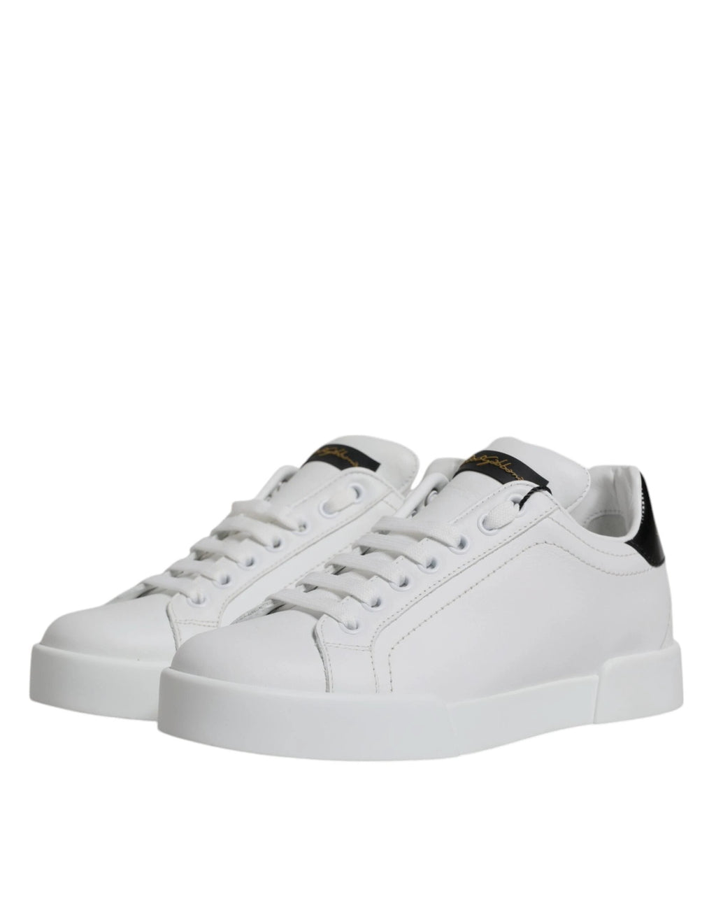 Dolce & Gabbana White Leather Classic Low Top Sneakers Shoes by Dolce & Gabbana