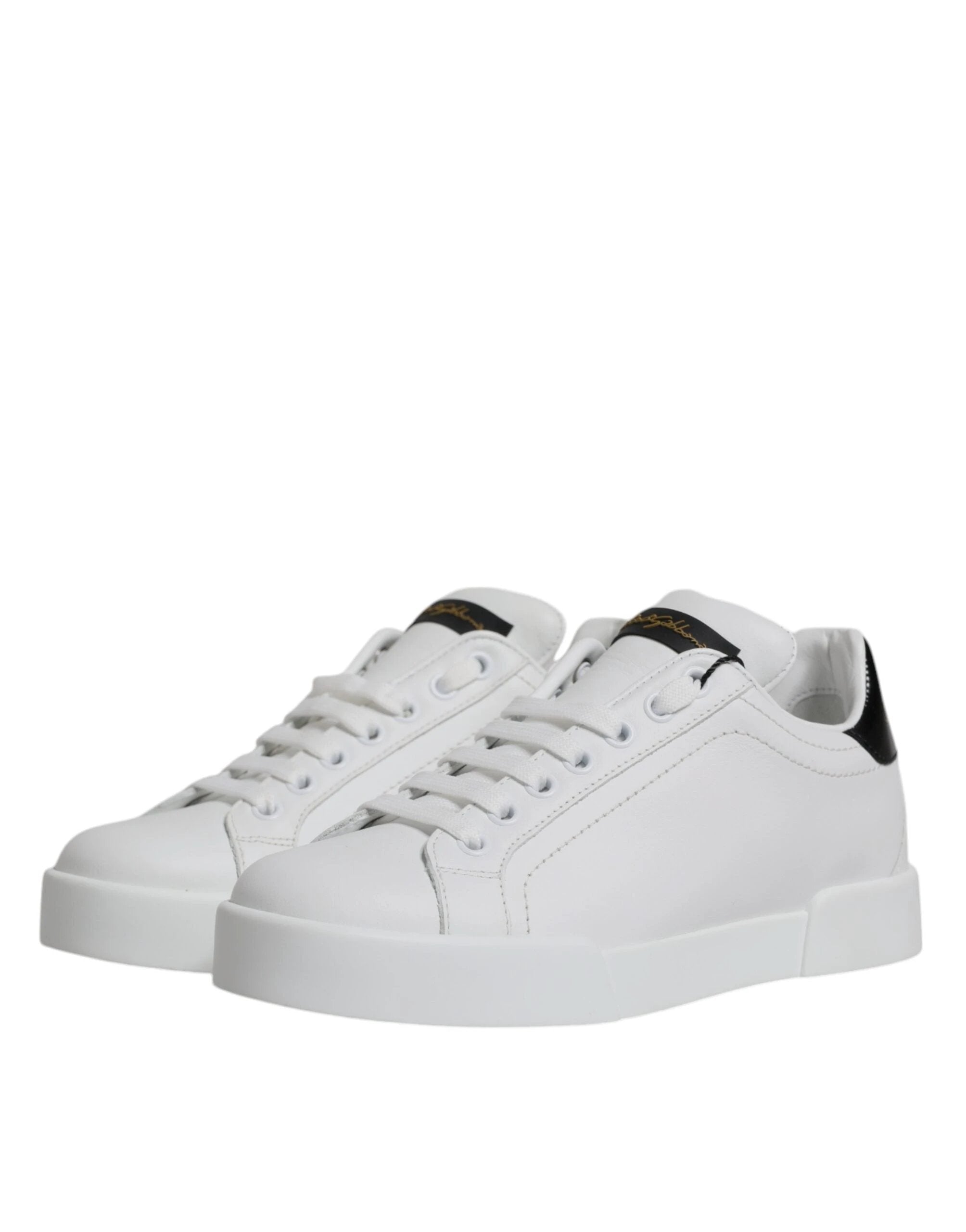 Dolce & Gabbana White Leather Classic Low Top Sneakers Shoes by Dolce & Gabbana