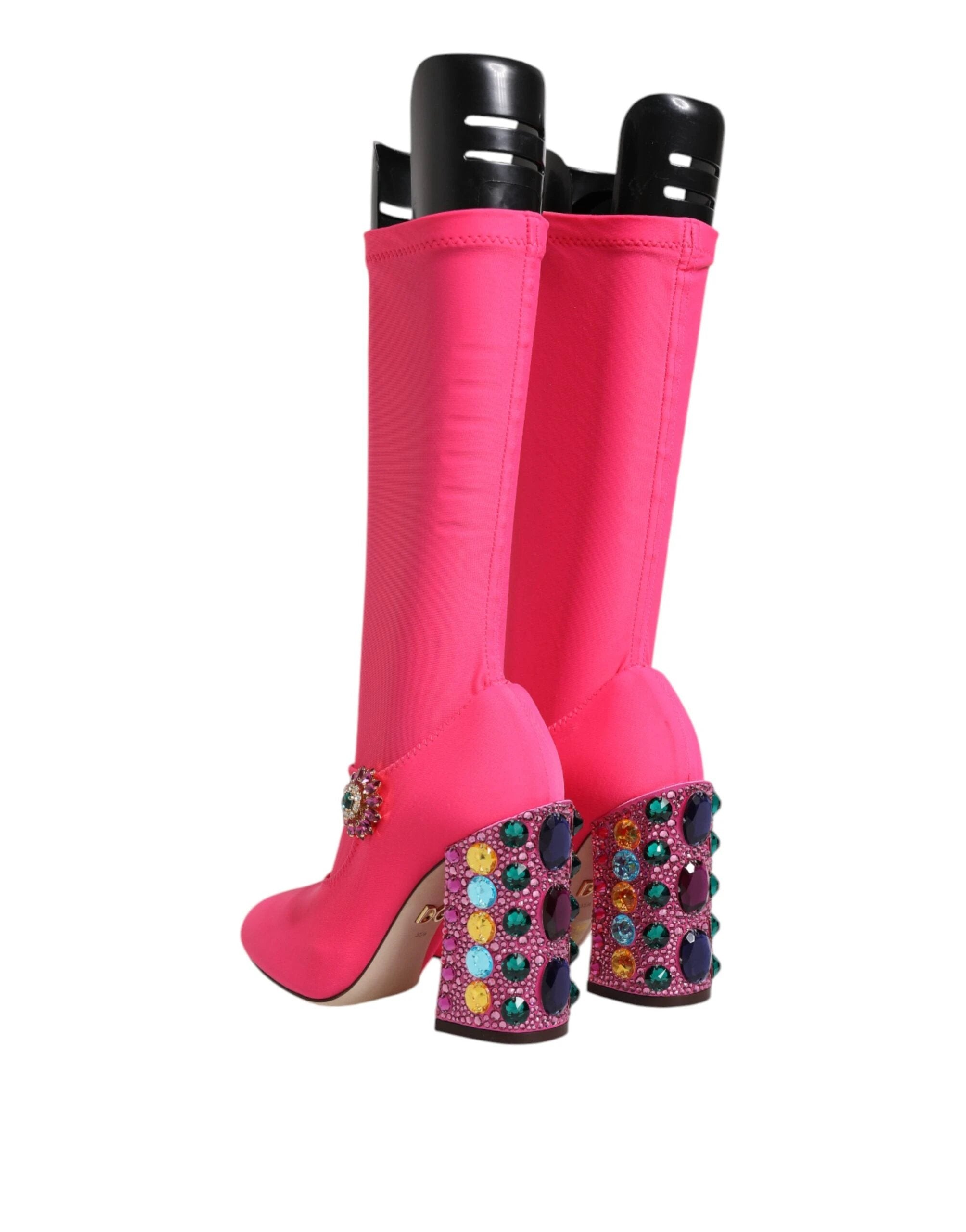Dolce & Gabbana Pink Nylon Crystal Vally High Boots Shoes by Dolce & Gabbana