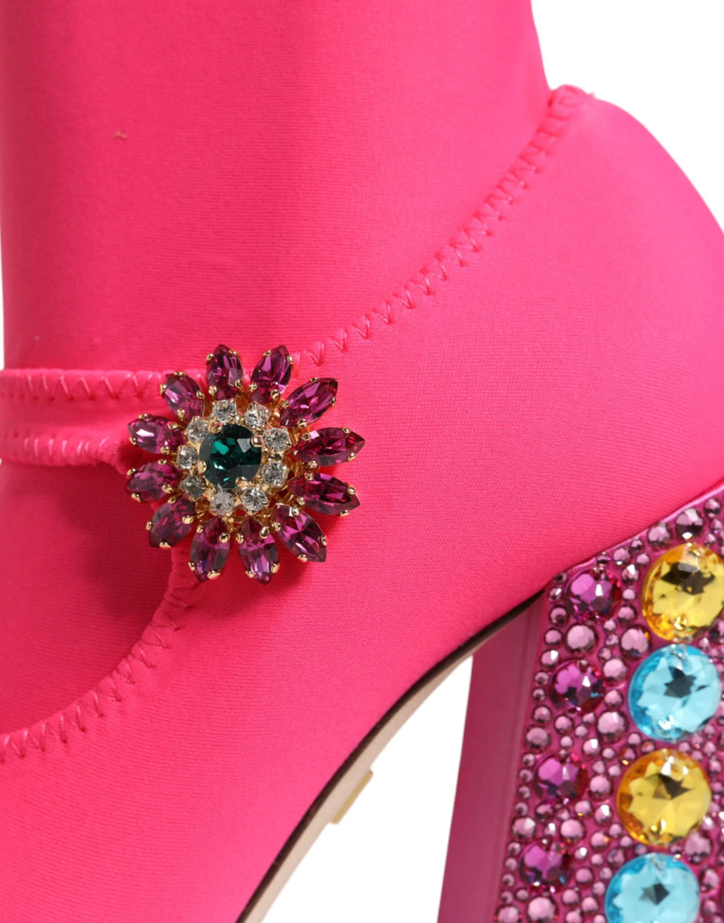 Dolce & Gabbana Pink Nylon Crystal Vally High Boots Shoes by Dolce & Gabbana