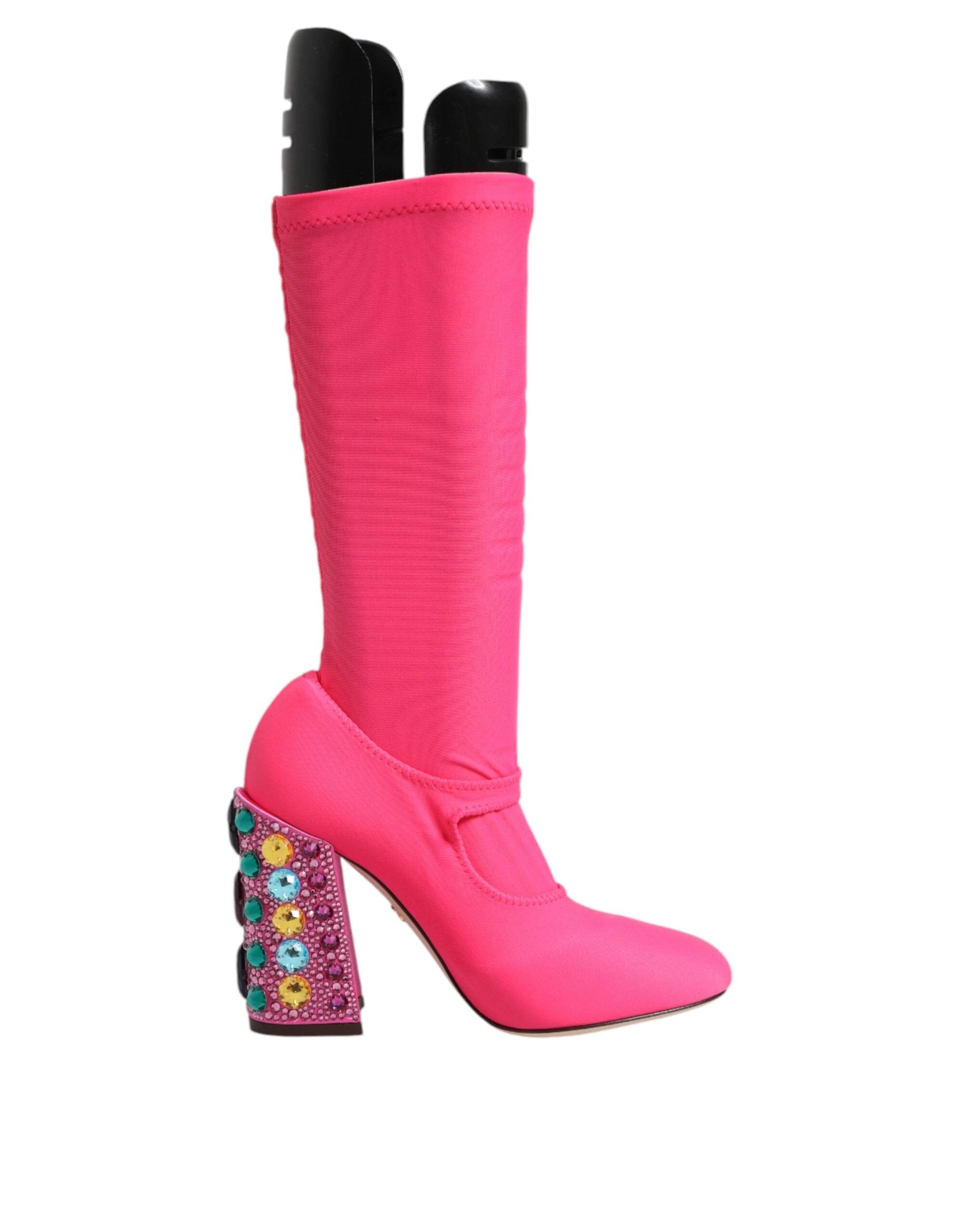 Dolce & Gabbana Pink Nylon Crystal Vally High Boots Shoes by Dolce & Gabbana