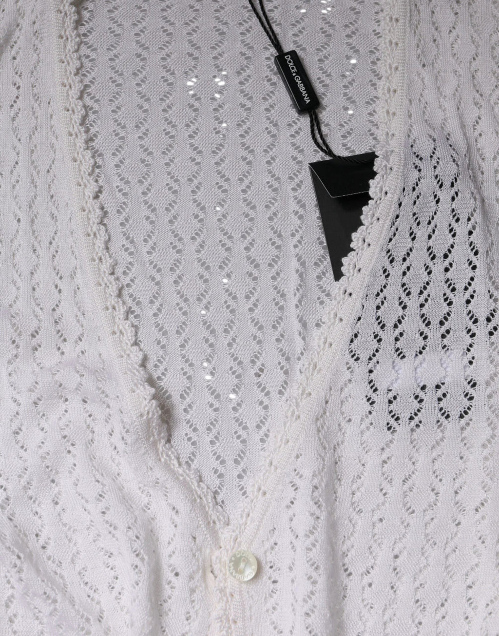 Dolce & Gabbana White Silk Button Down Cardigan Sweater by Dolce & Gabbana