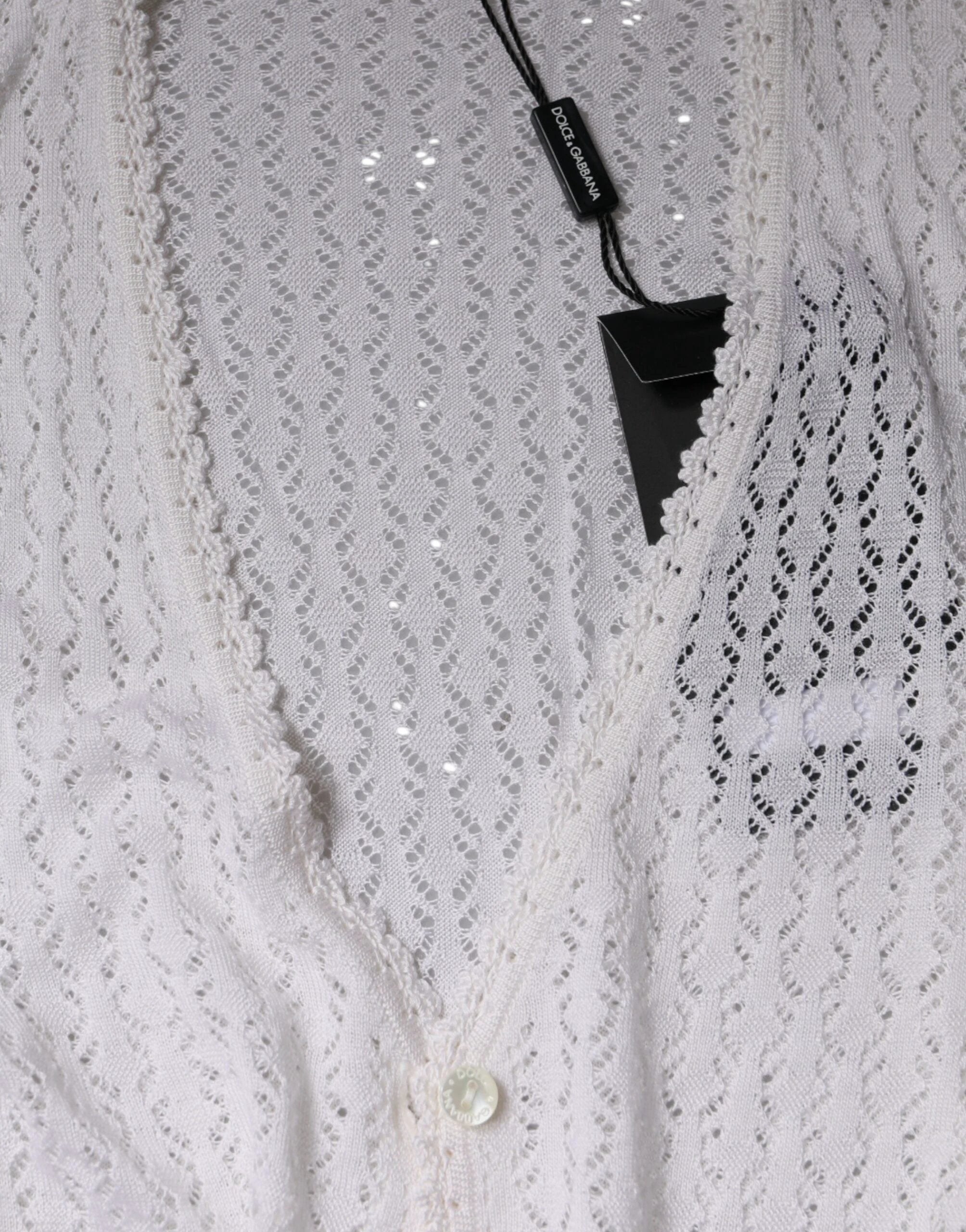 Dolce & Gabbana White Silk Button Down Cardigan Sweater by Dolce & Gabbana