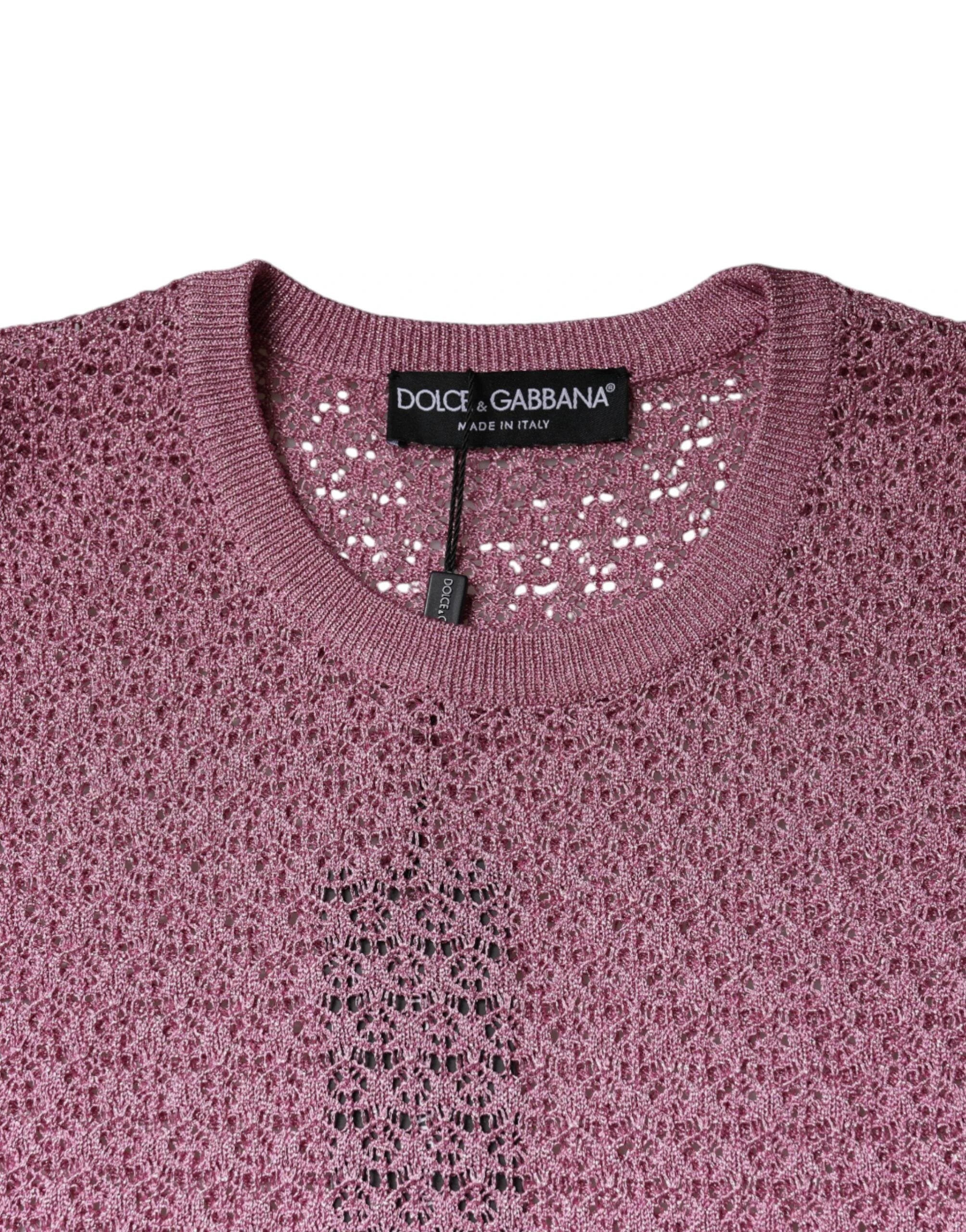 Dolce & Gabbana Pink Mesh See Through Sleeveless Tank Top by Dolce & Gabbana