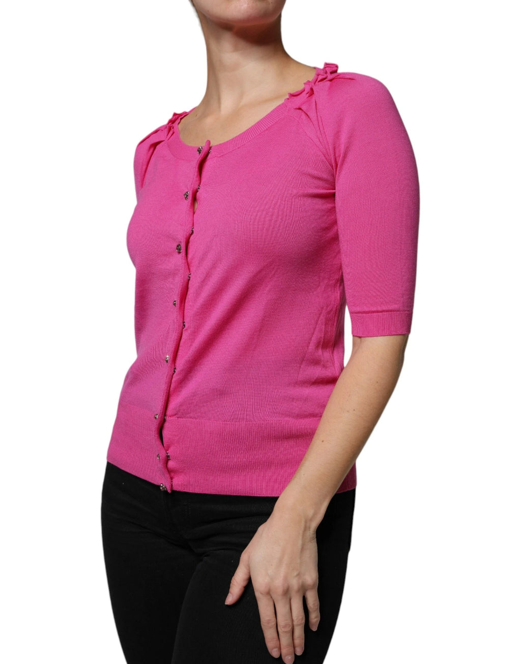 Dolce & Gabbana Pink Wool Button Down Cardigan Sweater by Dolce & Gabbana