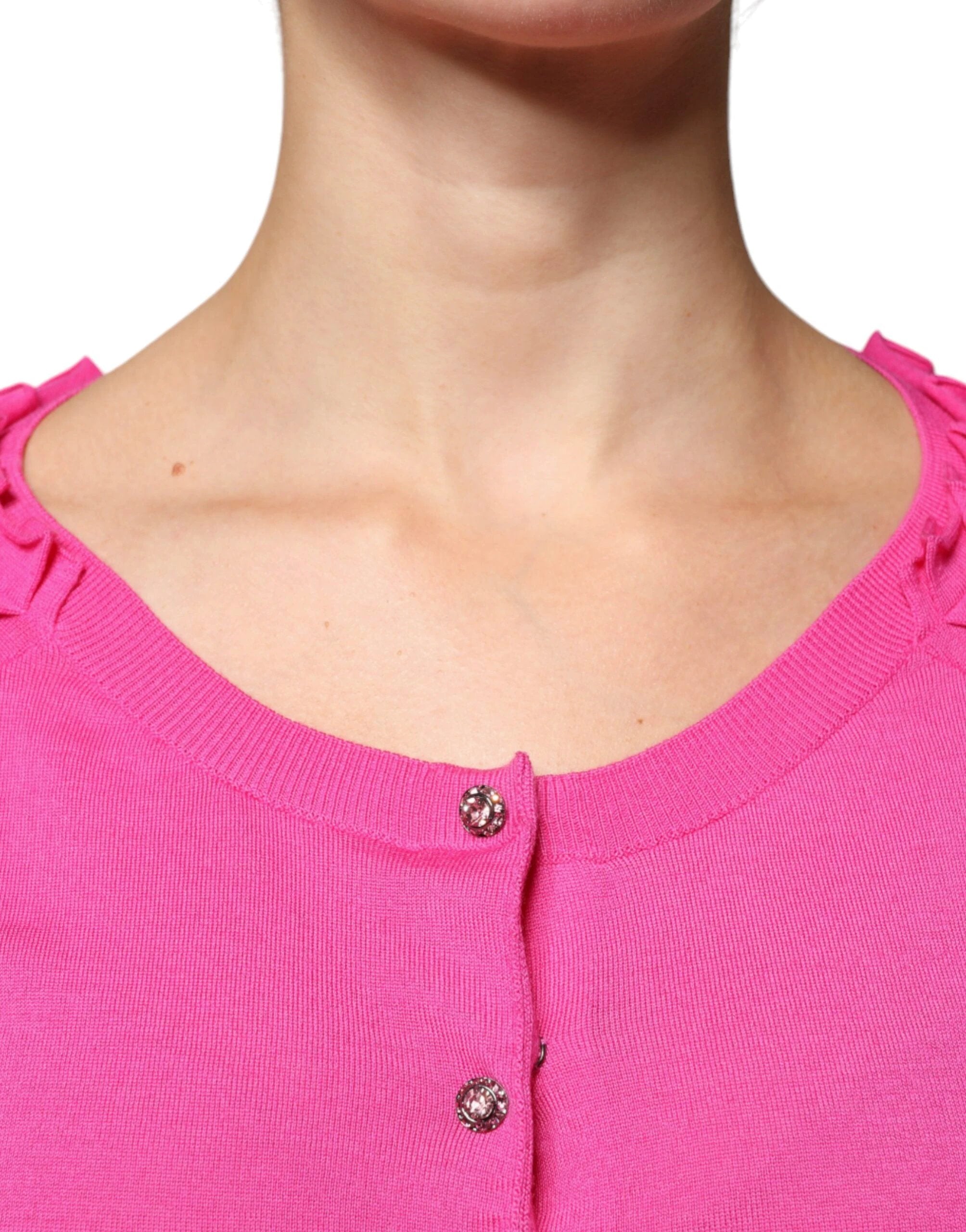 Dolce & Gabbana Pink Wool Button Down Cardigan Sweater by Dolce & Gabbana