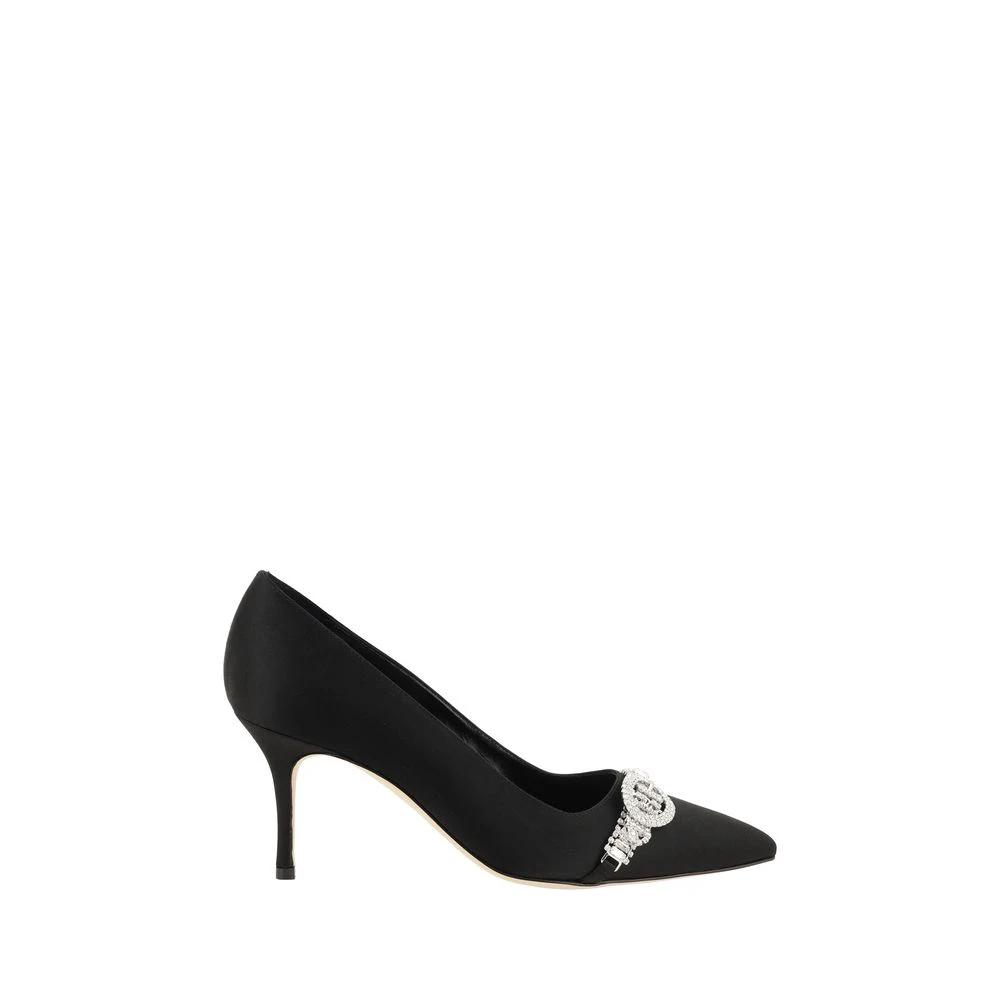 Manolo Blahnik Black Asapump Satin Pumps by Manolo Blahnik