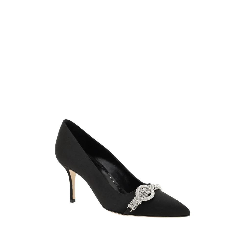 Manolo Blahnik Black Asapump Satin Pumps by Manolo Blahnik